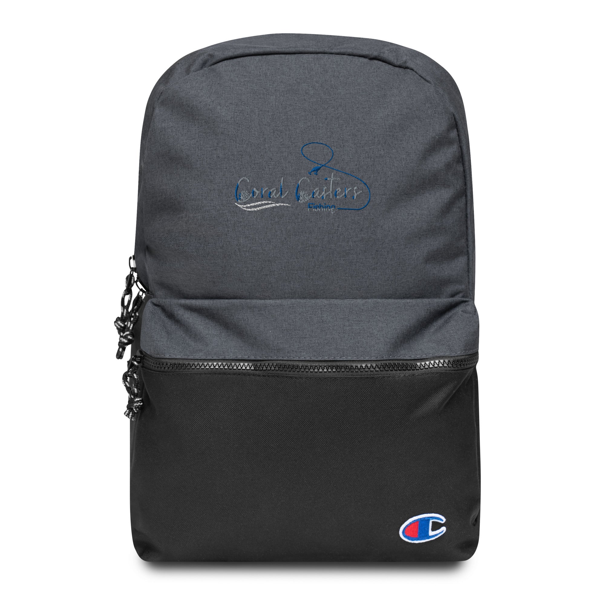 Embroidered Champion Backpack Coral Casters Fishing